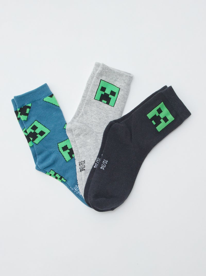 Meias 'Minecraft' - lote de 3 AZUL - Kiabi