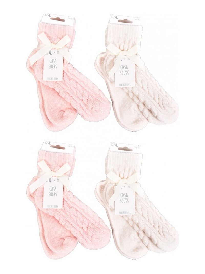 Meias Mulher Casa Socks Toque Macio - Pack de 8 Bege/Rosa - Kiabi