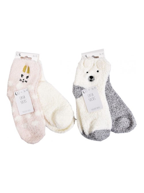 Meias Mulher Casa Socks Toque Suave - Pack de 4 - Kiabi