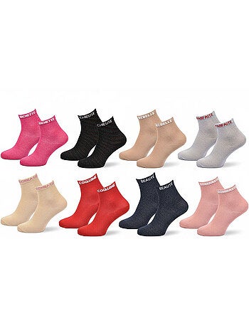 Meias mulher com lantejoulas soquetes pack 8 pares ozabi