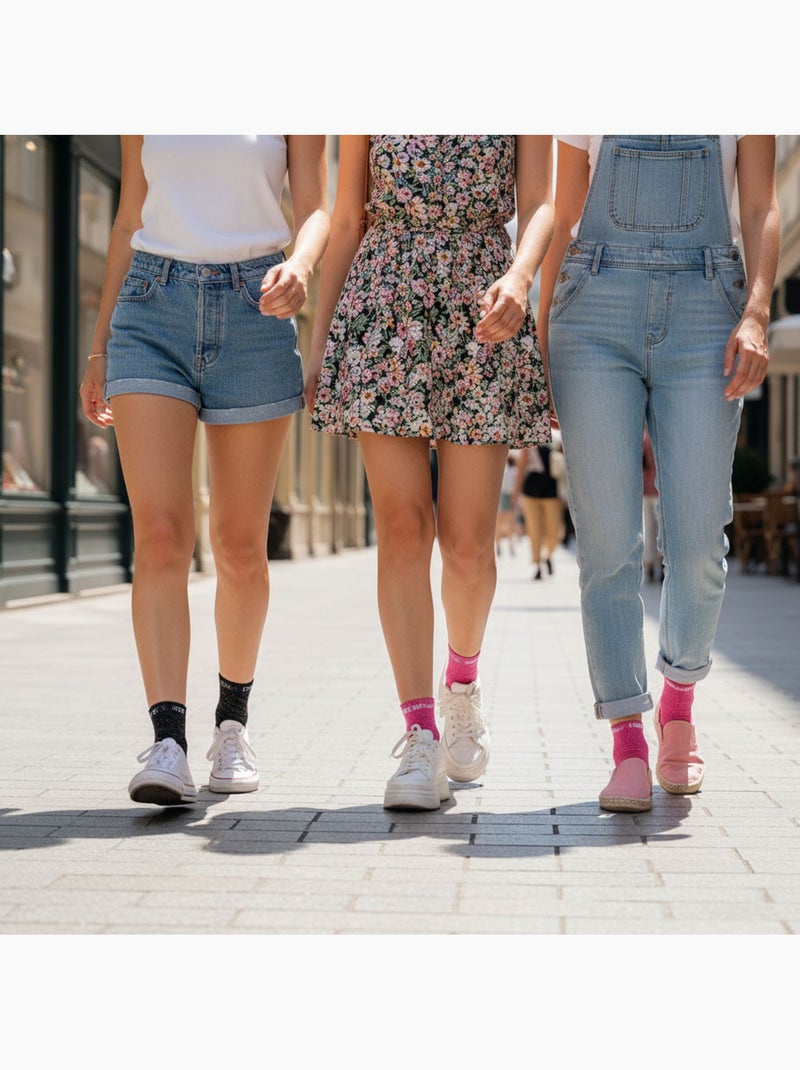 Meias mulher com lantejoulas soquetes pack 8 pares ozabi Rosa/Multicolorido - Kiabi