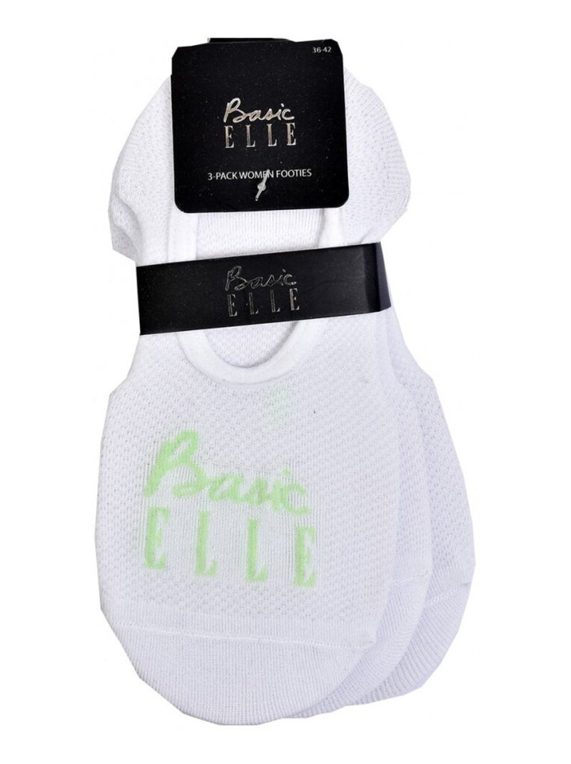 Meias Mulher ELLE Basic - Pack de 3 Branco - Kiabi