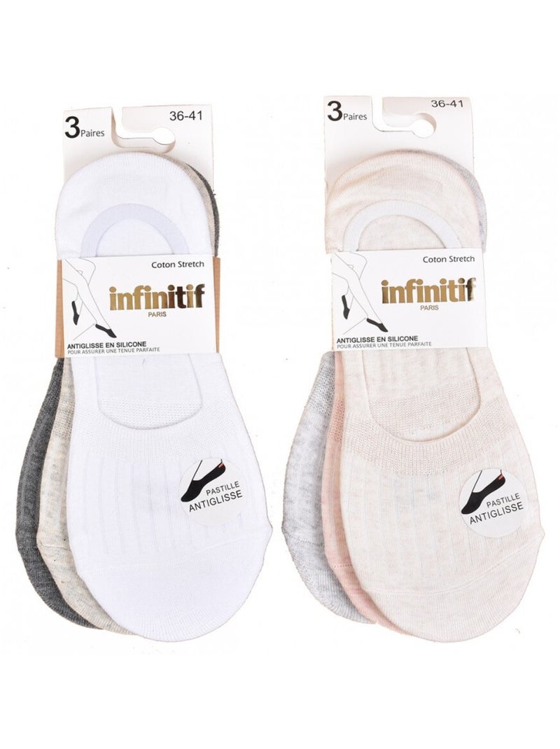 Meias Mulher INFINITIF - Pack de 6 Cinza-branco cinza - Kiabi