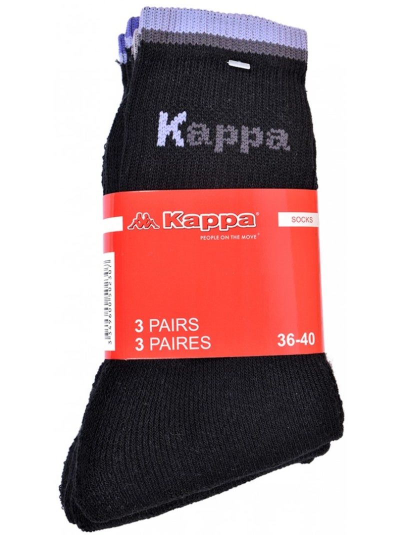 Meias Mulher KAPPA Modelo Ténis - Pack de 3 Preto - Kiabi