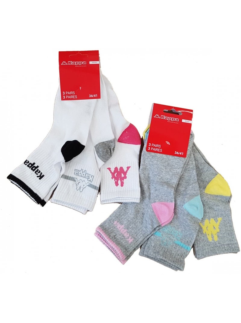 Meias Mulher KAPPA QUARTER - Pack de 6 Multicolorido - Kiabi