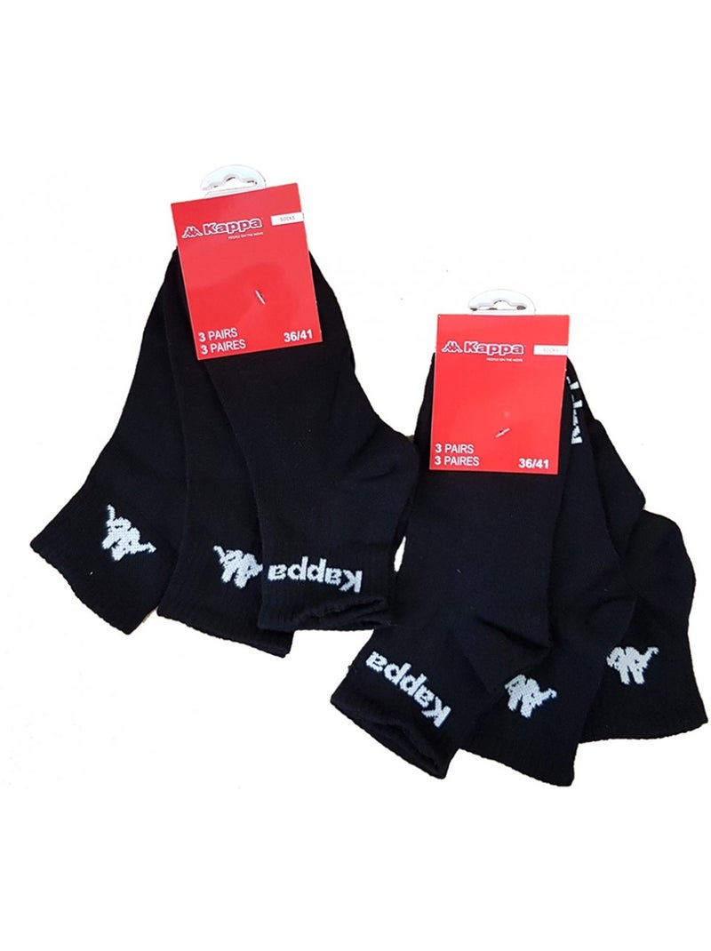 Meias Mulher KAPPA QUARTER - Pack de 6 Preto - Kiabi