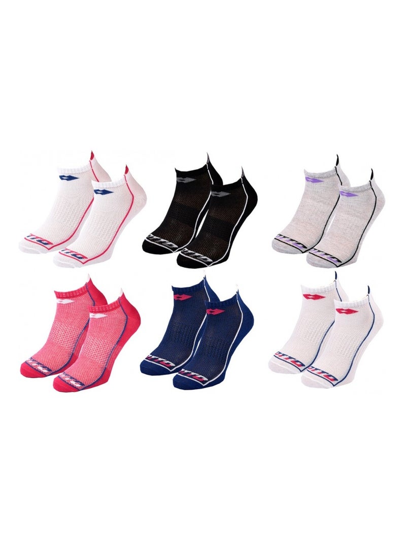 Meias Mulher LOTTO - Pack de 6 Branco Rosa escuro Azul - Kiabi