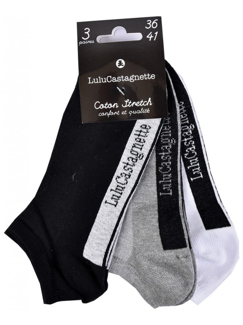 Meias mulher LULU CASTAGNETTE - Pack de 3 Preto Branco Cinza - Kiabi