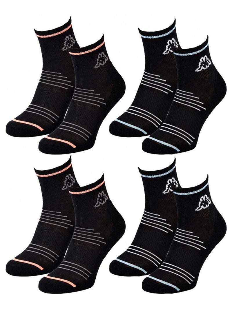 Meias Mulher QUARTER KAPPA - Pack de 4 Preto - Kiabi