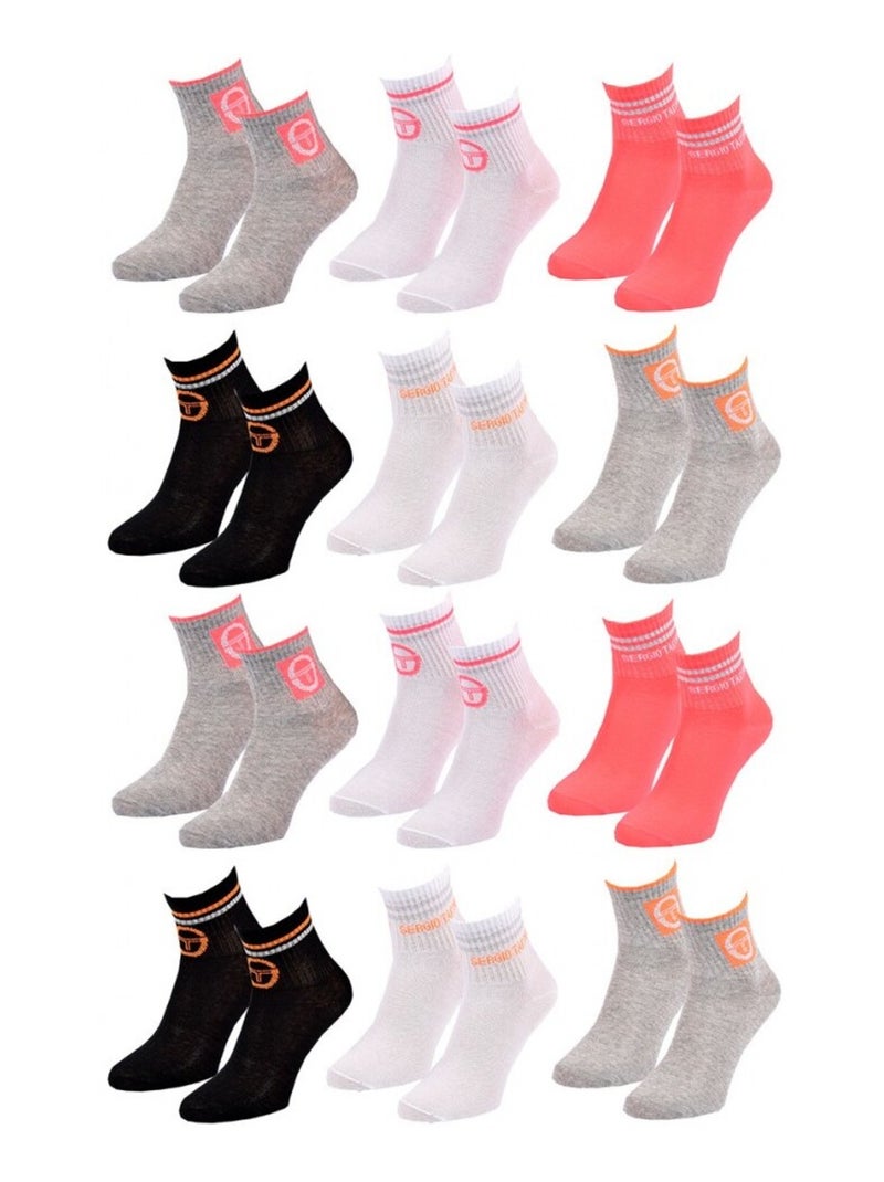 Meias Mulher QUARTER SERGIO TACCHINI - Pack de 12 Multicolorido - Kiabi