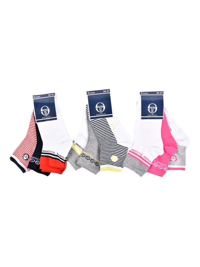 Meias mulher quarter sergio tacchini pack de 9 Multicolorido - Kiabi