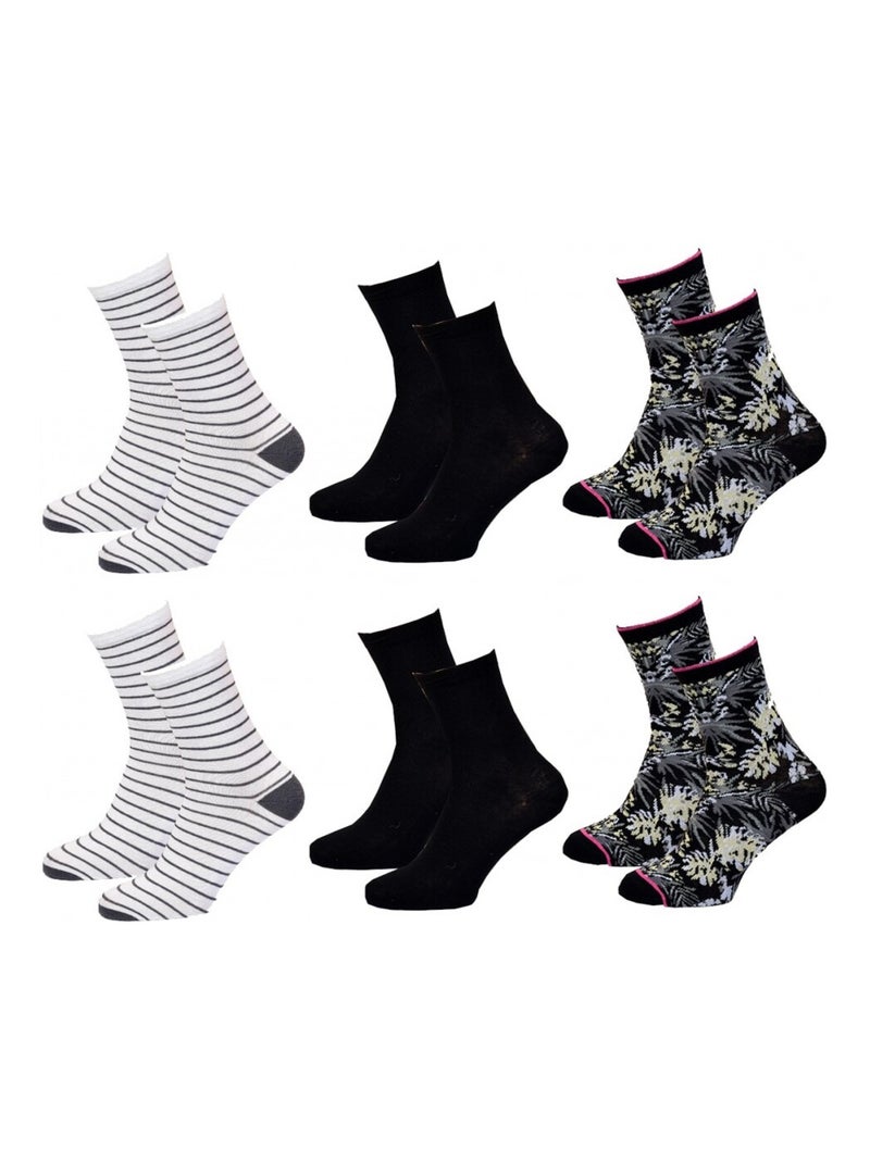 Meias Mulher TWINDAY - Pack de 8 Preto Multicolorido Preto - Kiabi