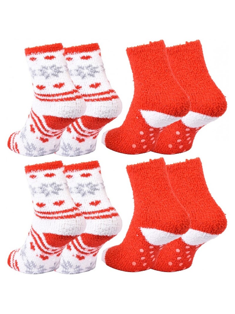 Meias Mulher WINTER SOCKS - Pack de 4 Branco Vermelho Cinza - Kiabi