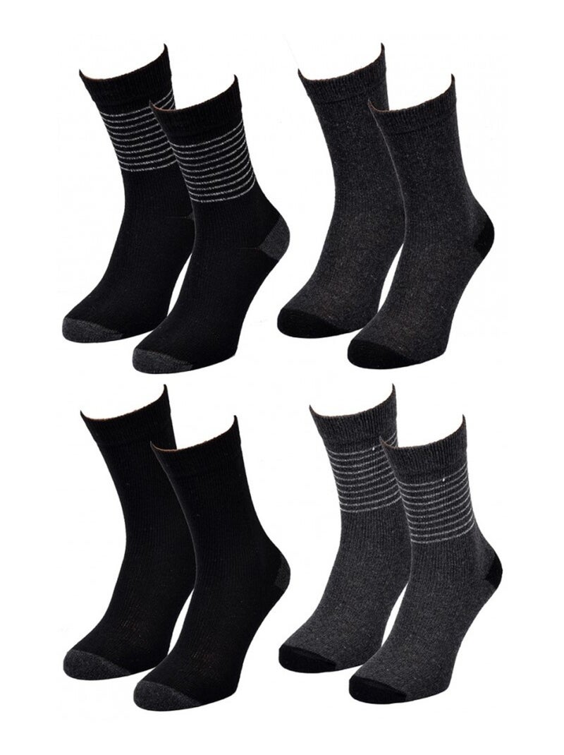 Meias Mulher WINTER SOCKS - Pack de 4 Preto Cinza-antracite - Kiabi