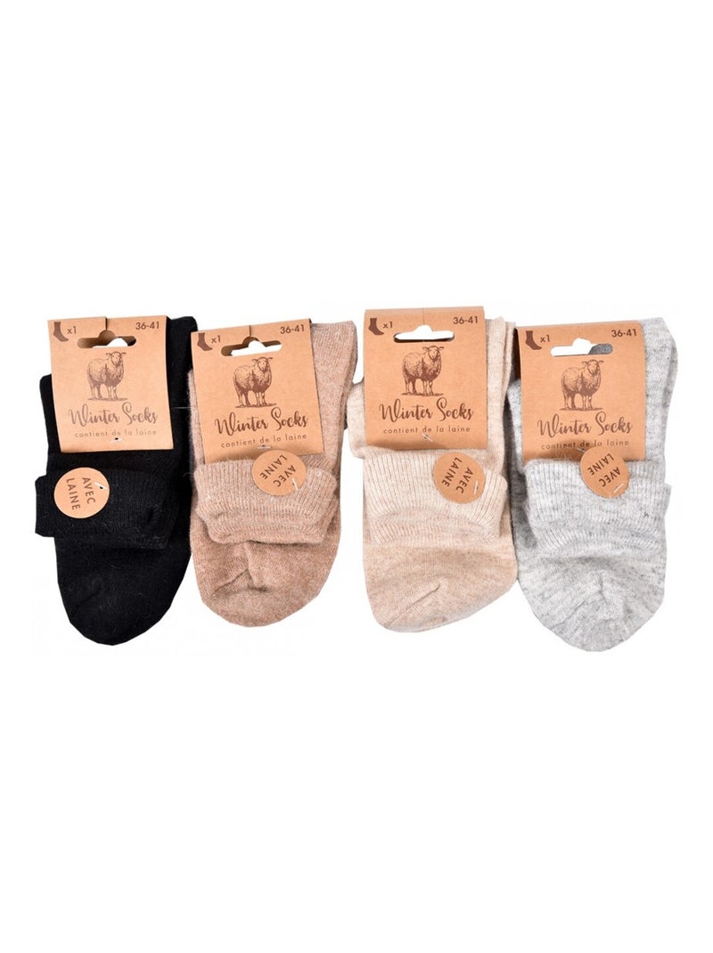 Meias Mulher WINTER SOCKS - Pack de 4 Preto Multicolorido Cinza - Kiabi