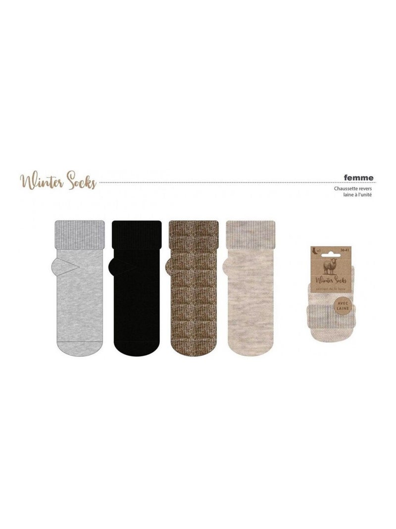 Meias Mulher WINTER SOCKS - Pack de 4 Preto Multicolorido Cinza - Kiabi