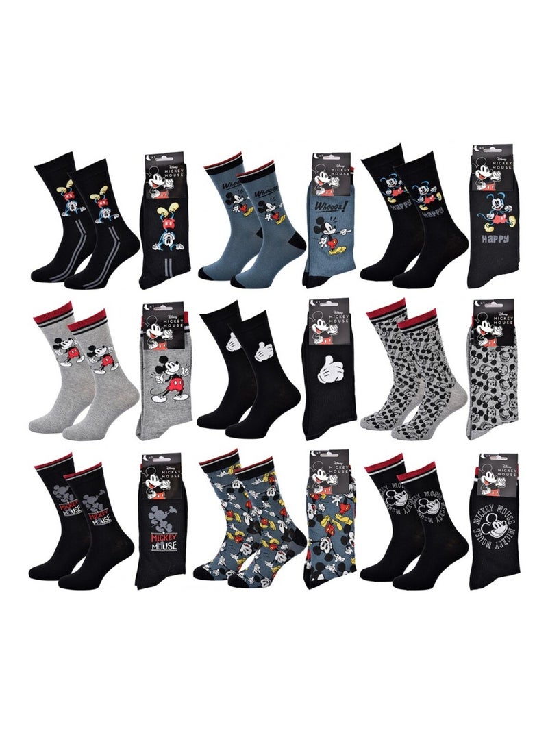 Meias Pack Homem DISNEY MICKEY MOUSE - Pack de 9 Preto Multicolorido Azul - Kiabi