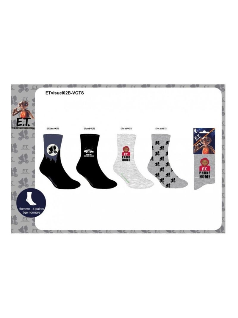 Meias Pack Homem E.T L'EXTRATERRESTRE - Pack de 4 Cinza-amarelo preto - Kiabi