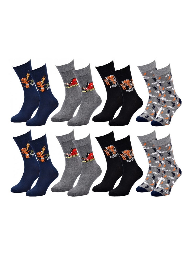 Meias Pack Homem HOT STUFF - Pack de 8 Azul-cinza claro Preto - Kiabi