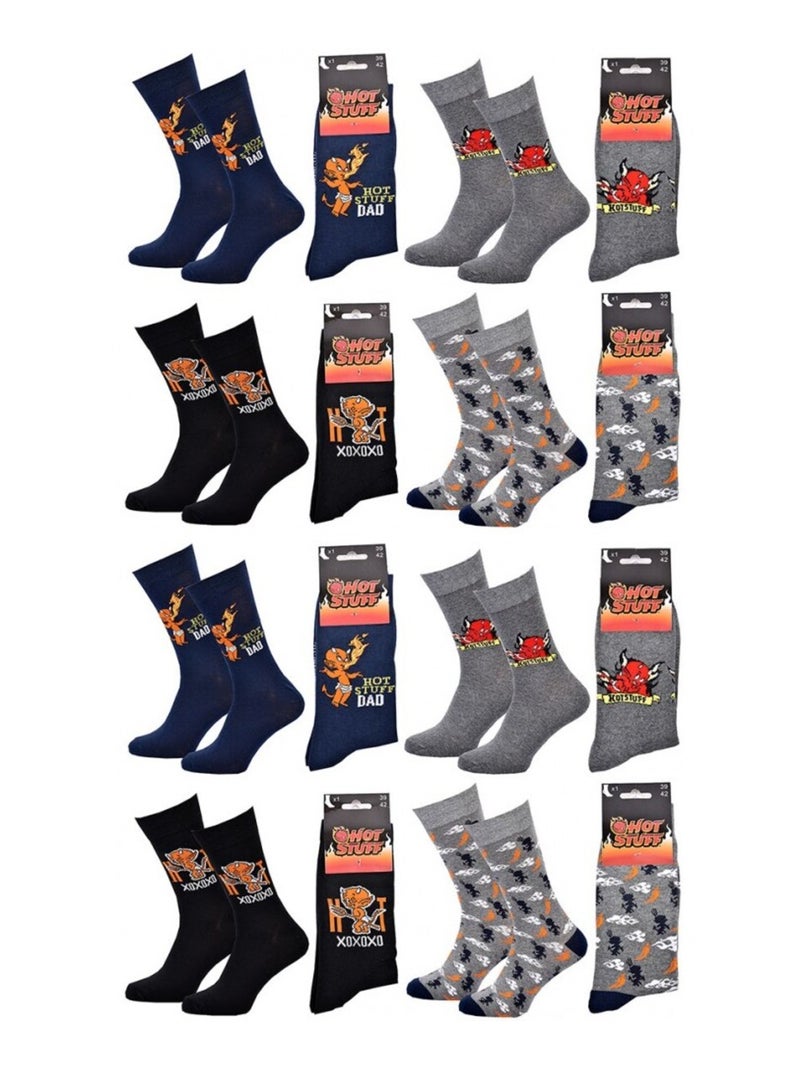 Meias Pack Homem HOT STUFF - Pack de 8 Azul-cinza claro Preto - Kiabi