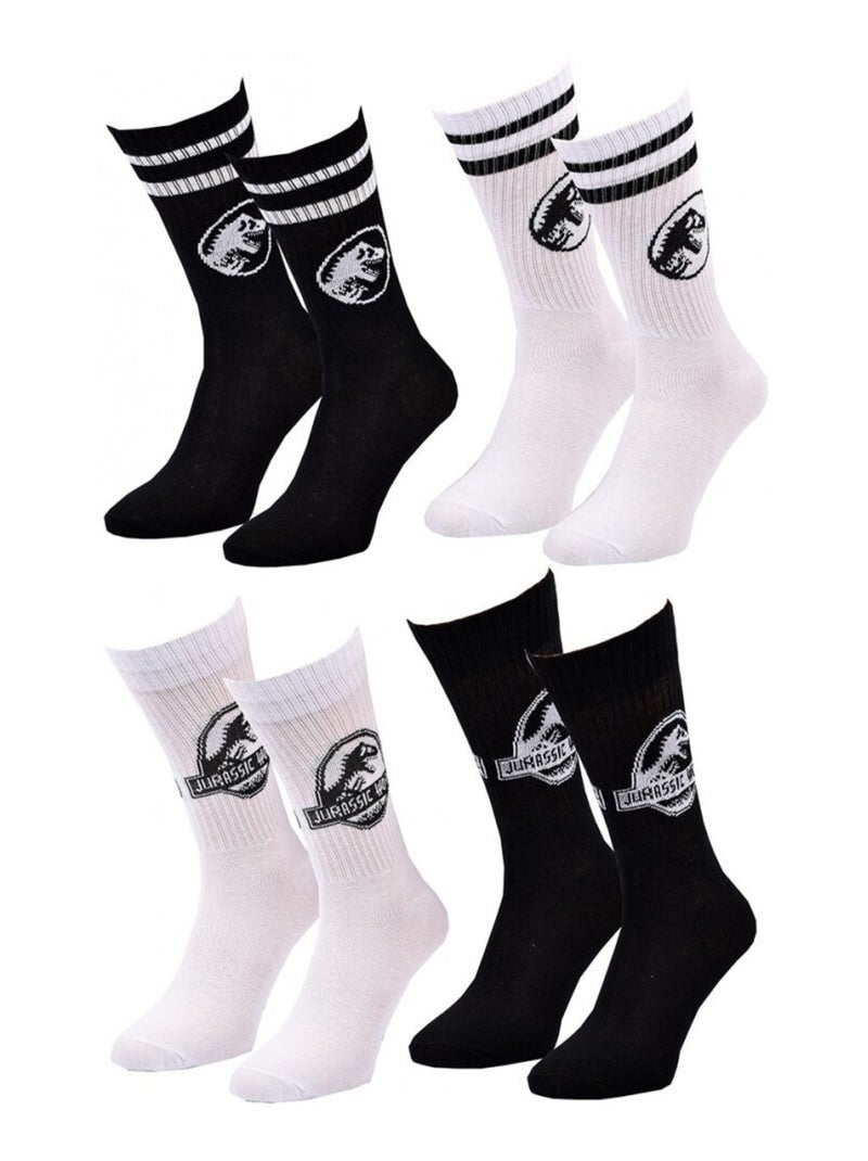 Meias Pack HOMEM JURASSIC WORLD - Pack de 4 Preto Branco - Kiabi
