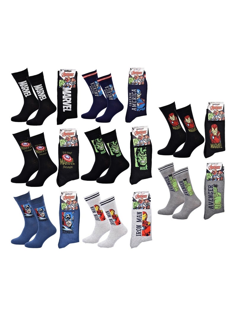 Meias Pack Homem MARVEL AVENGERS 8 Pares Preto Multicolorido Azul - Kiabi