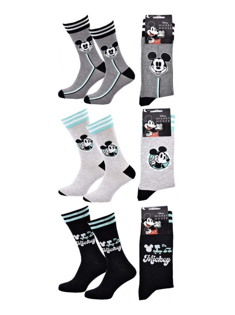 Meias Pack HOMEM MICKEY - Pack de 3 Cinza-cinza preto - Kiabi