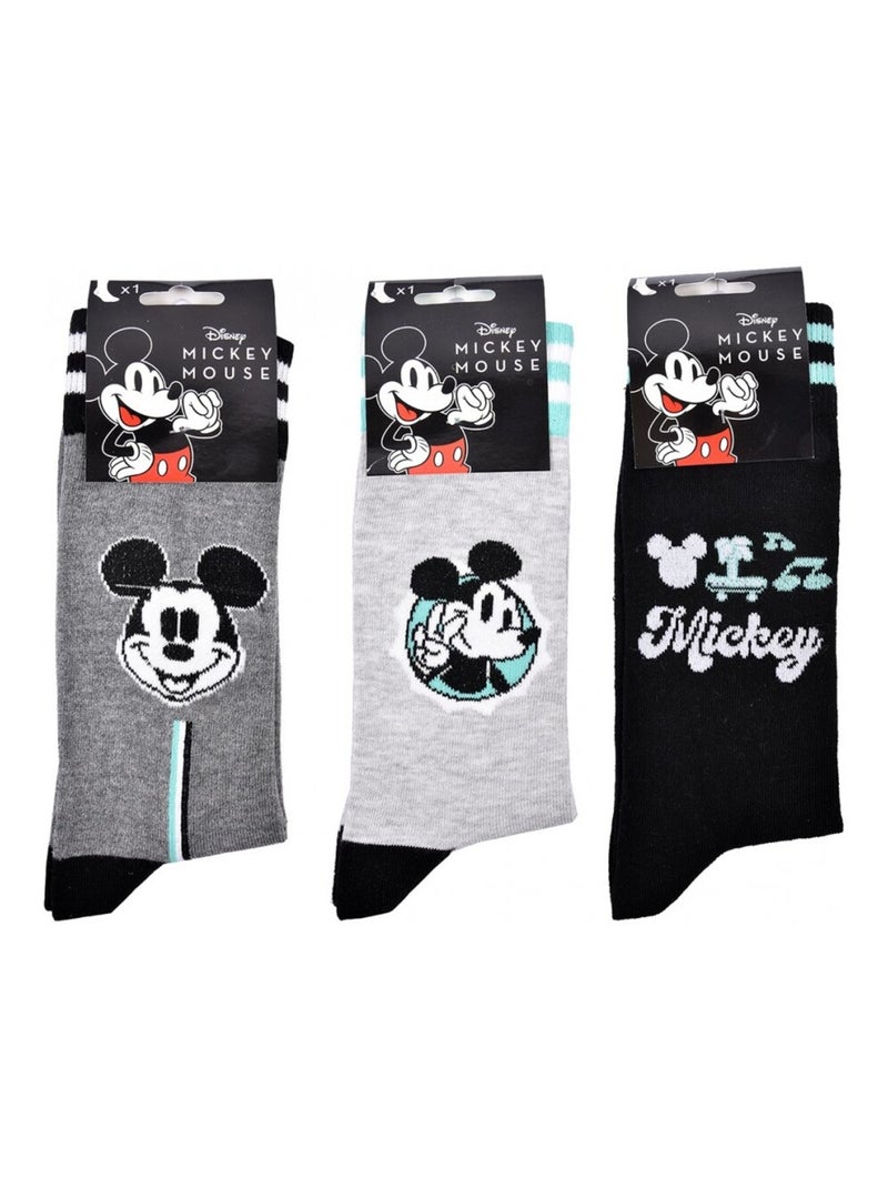 Meias Pack HOMEM MICKEY - Pack de 3 Cinza-cinza preto - Kiabi