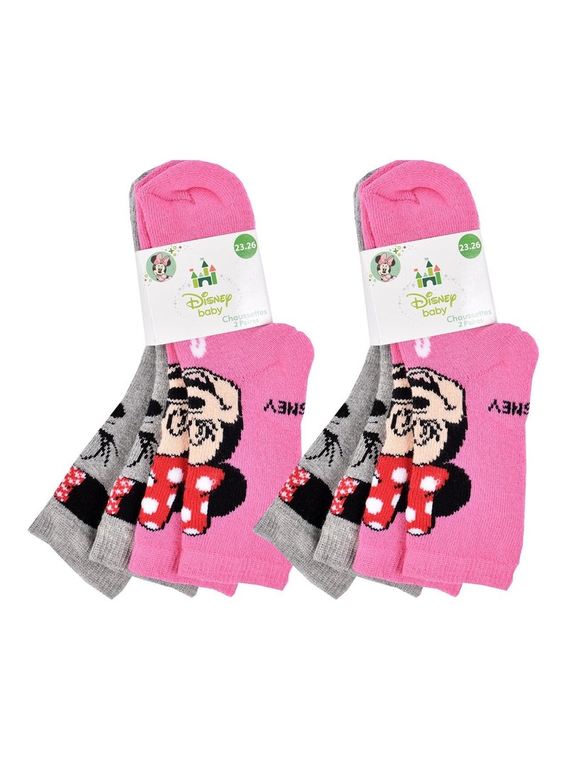 Meias Pack Rapariga DISNEY MINNIE Pack de 4 Pares Cinza-rosa - Kiabi