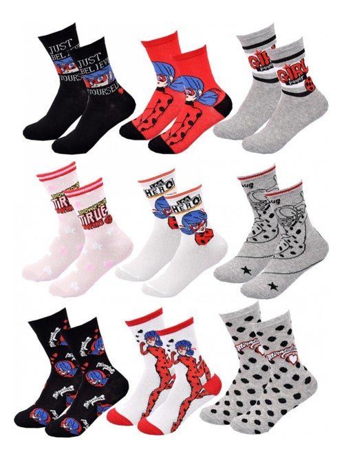 Meias Pack Rapariga MIRACULOUS - Pack de 9 - Kiabi Meias Pack Rapariga MIRACULOUS - Pack de 9 - Kiabi