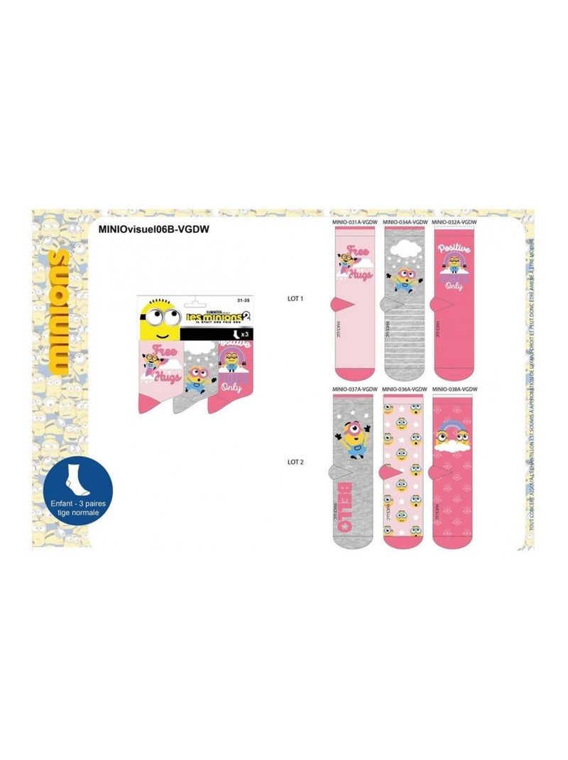 Meias Pack Rapariga MOI MOCHE ET MECHANT - Pack de 6 Branco Rosa Cinza - Kiabi