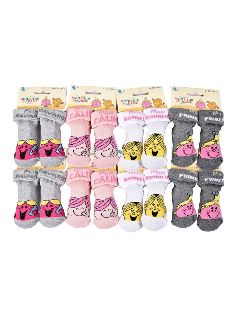 Meias Pack Rapariga MONSIEUR MADAME - Pack de 8 Cinza-rosa claro branco - Kiabi