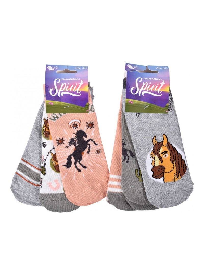 Meias Pack Rapariga SPIRIT - Pack de 6 Cinza-rosa claro - Kiabi