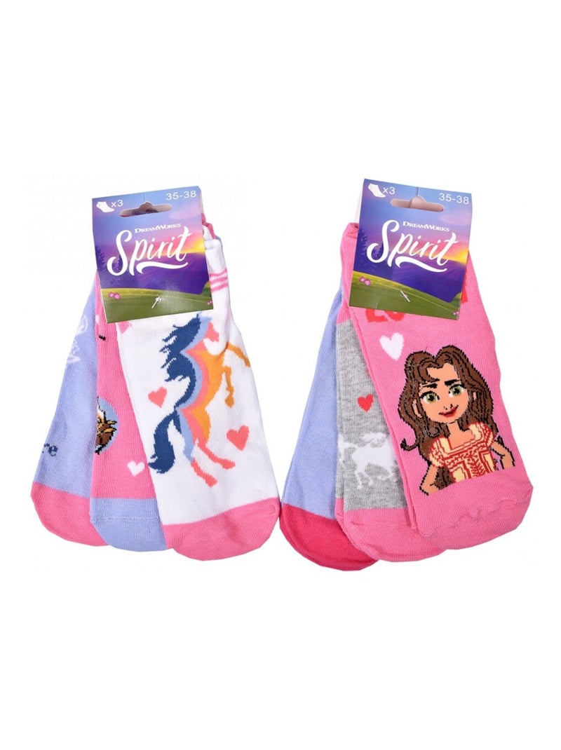 Meias Pack Rapariga SPIRIT - Pack de 6 Cinza-rosa escuro cinza - Kiabi