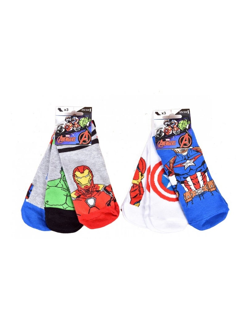Meias Pack Rapaz AVENGERS - Pack de 9 Cinza-vermelho azul - Kiabi