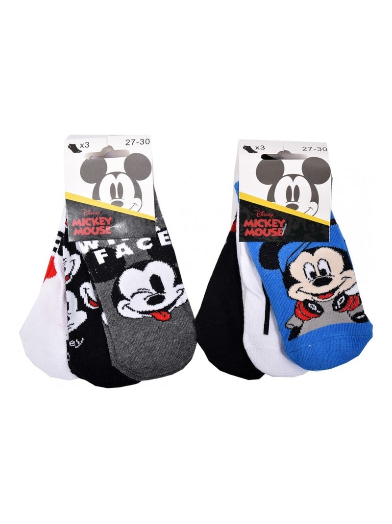Meias Pack Rapaz DISNEY MICKEY MOUSE - Pack de 6 Preto Cinza Branco Azul - Kiabi