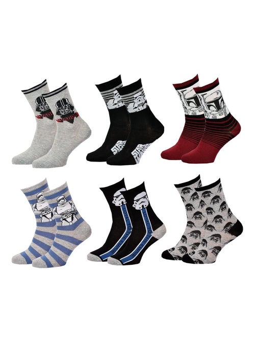 Meias Pack Rapaz DISNEY STAR WARS Pack de 6 Pares - Kiabi Meias Pack Rapaz DISNEY STAR WARS Pack de 6 Pares - Kiabi