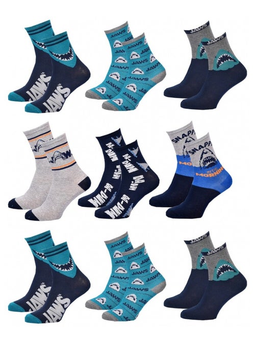 Meias Pack Rapaz JAWS - Pack de 9 - Kiabi Meias Pack Rapaz JAWS - Pack de 9 - Kiabi