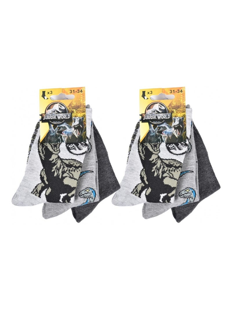 Meias Pack Rapaz JURASSIC WORLD - Pack de 6 Cinza-amarelo cinza - Kiabi