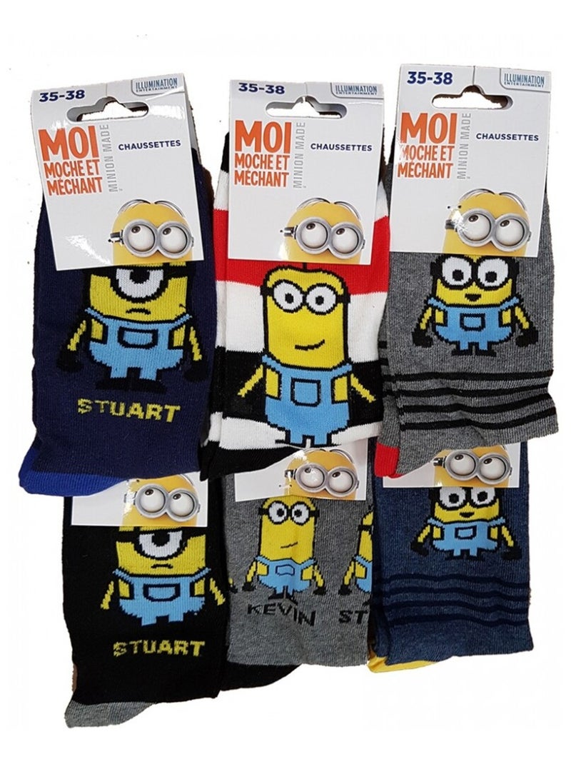 Meias Pack Rapaz LES MINIONS - Pack de 9 Cinza-amarelo preto - Kiabi