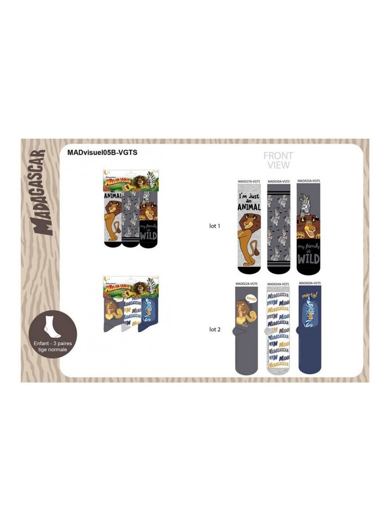 Meias Pack Rapaz MADAGASCAR - Pack de 6 Cinza-cinza antracite preto - Kiabi