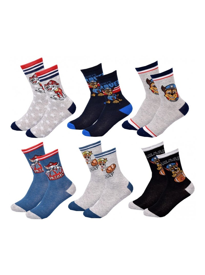 Meias Pack Rapaz PAT PATROUILLE - Pack de 6 Cinza azul-céu preto - Kiabi