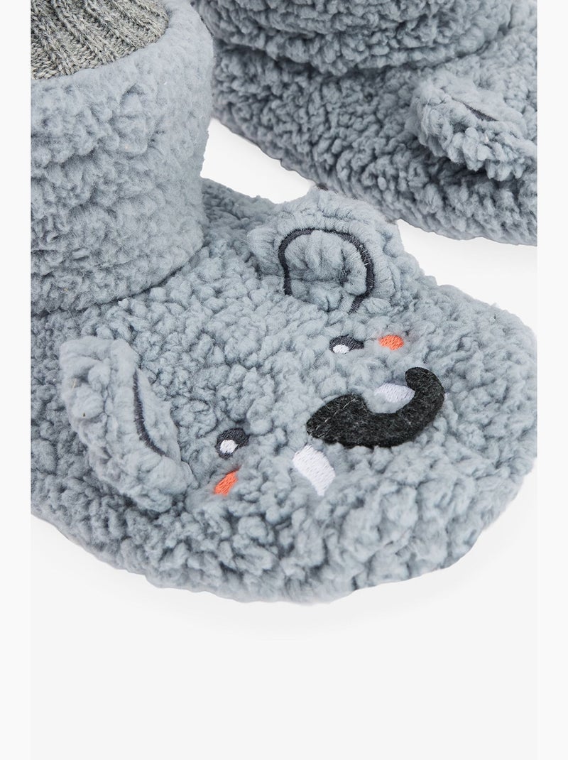 Meias pantufa de casa bordadas com elefante fofo penti Cinza claro - Kiabi