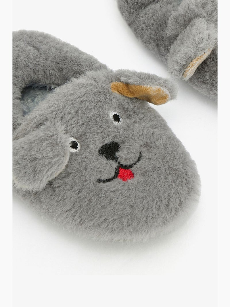 Meias-pantufa infantil com bordado bear e textura macia penti Cinza - Kiabi