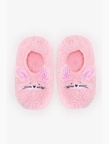 Meias-pantufa menina com xadrez e coelhinho penti