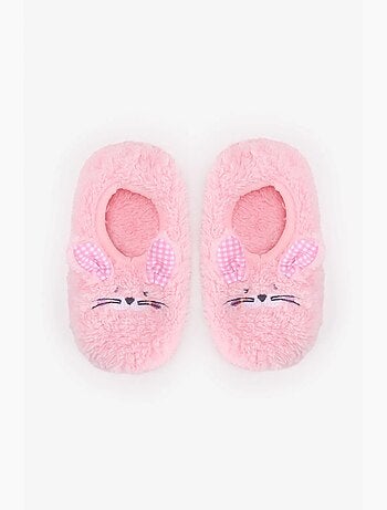 Meias-pantufa menina com xadrez e coelhinho penti