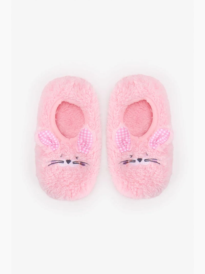 Meias-pantufa menina com xadrez e coelhinho penti Rosa-claro - Kiabi