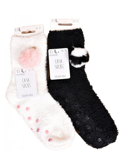 Meias para Mulher Casa Socks Toque Macio - Pack de 2 - Kiabi Meias para Mulher Casa Socks Toque Macio - Pack de 2 - Kiabi
