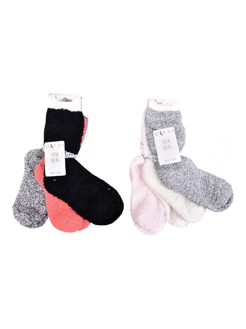 Meias para Mulher Casa Socks Toque Suave - Pack de 6 Branco Bege Cinza - Kiabi