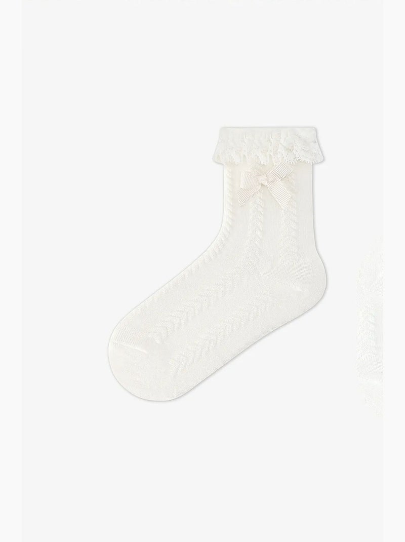 Meias pelo tornozelo de renda penti Branco - Kiabi